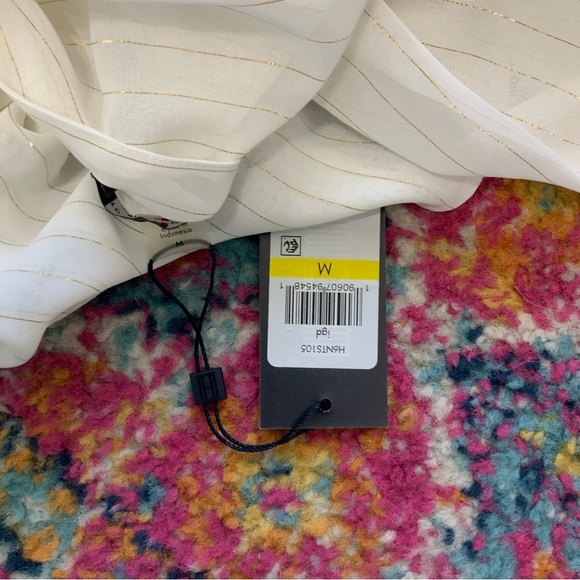 Tommy Hilfiger Metallic Shimmer Ruffle Front Blouse - Picture 11 of 14